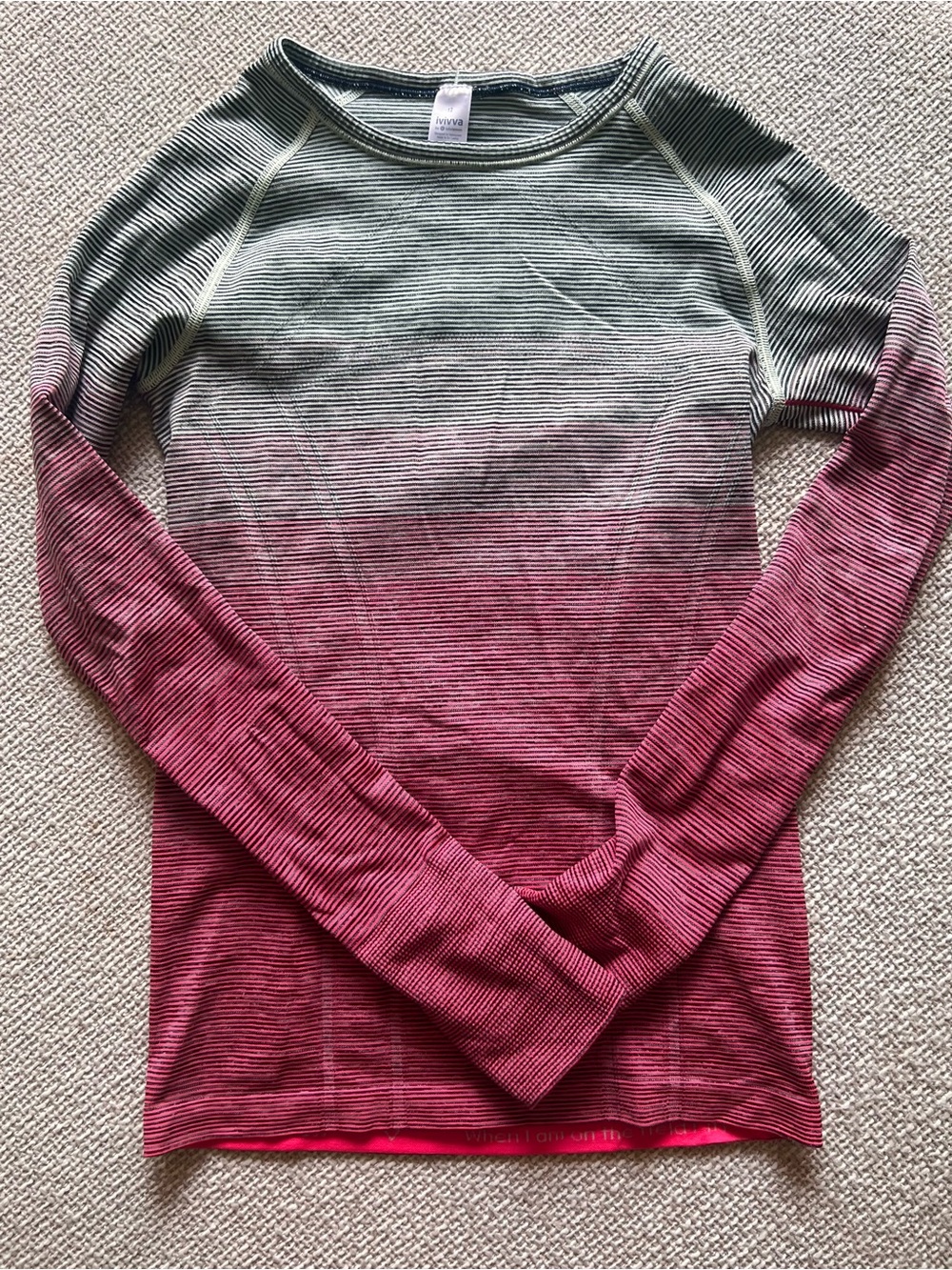 Ivivva Girls Long Sleeve Ombre Stripe Tee in Gray and Pink - sz 12